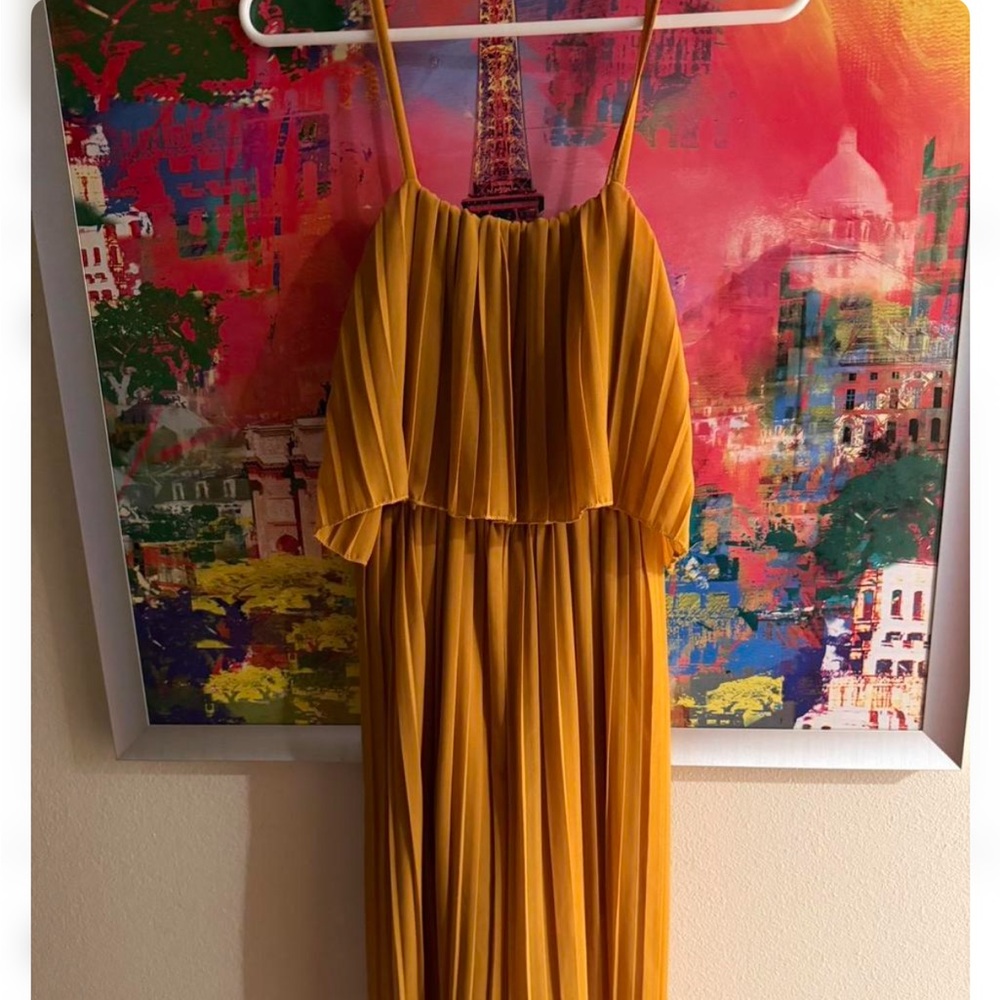 NWOT Mustard Spaghetti Strap Jumpsuit - Picture 4 of 4